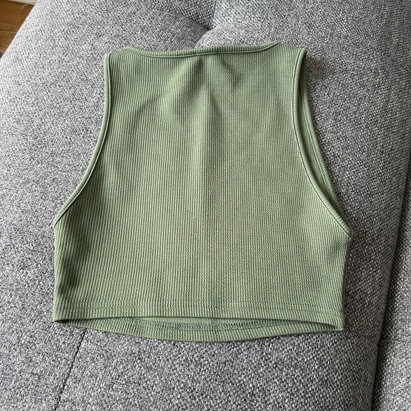 Princess Polly Sage Green Ribbed Tank Top - Picture 2 of 3
